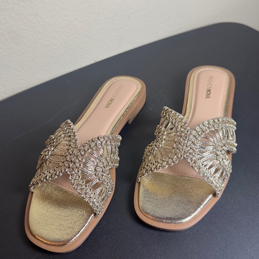 Fashion Nova Metallic Gold Sandals